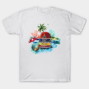 Key West Southern Most Point with Cuban Background T-Shirt